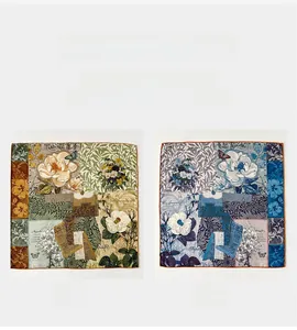 Detailed comparison of double-sided silk wool scarf with vintage floral and letter prints