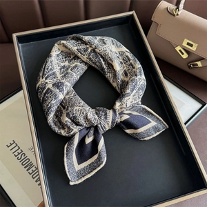 French style silk wool shawl featuring a classic map print and double-sided bicolor design