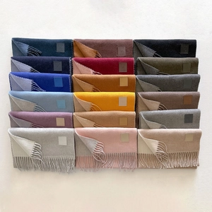 Unisex wool blend tassel scarf in 18 colors including navy blue, burgundy, and olive green