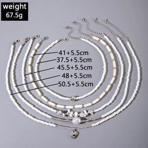 Detailed size and weight layout for multi-layer starfish shell beaded necklace set
