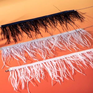 Détail de chokers gothiques en plumes noires, grises et roses avec ruban de satin