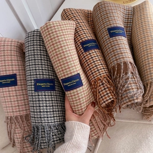 Classic houndstooth tassel scarves in multiple colors for winter warmth and fashion