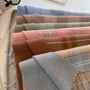 Classic plaid scarves for women with tassels in various warm colors for autumn winter
