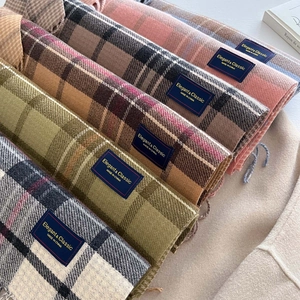 Elegant cashmere-feel plaid scarf for men and women with luxury tassels and classic patterns