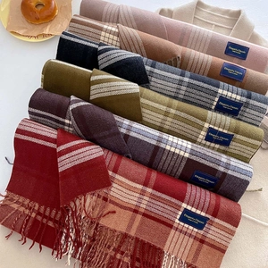 Plaid Scarf Faux Cashmere Checkered Color Block Thick Warm Shawl Wrap With Tassels For Women Men Elegant British Retro Winter