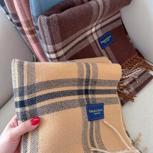 Classic Plaid Tassel Scarf For Women Men Autumn Winter Warm Thick Soft Large Shawl Wrap Fashion Accessory Retro Neck Scarf