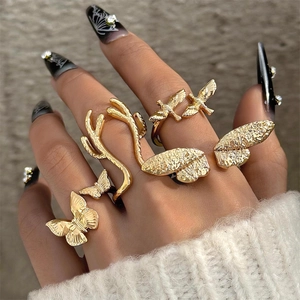 Vintage Schmetterling Vogel Geweih Flügel Verstellbare Ringe Legierung Gotik Natur Stil Schmuck Für Damen