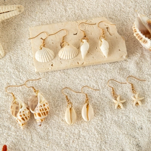 Bohemian Shell Starfish Drop Earrings Alloy Conch Beach Vacation Summer Jewelry For Women Retro Vintage Seaside Style