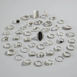 Bagues de Phalange Bohème en Alliage Argent Vintage Serpent Éléphant Fleur Strass Pierre Précieuse pour Femmes Hommes Bijoux