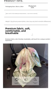 Detailansicht des 53cm Seidentuchs mit Tulpendruck und Spezifikationen zum Stoff