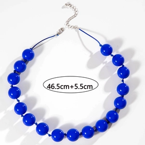 Detail of 46.5cm+5.5cm dark blue beaded necklace with silver lobster clasp and extender
