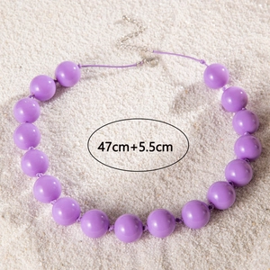 Detail of 47cm purple chunky bead necklace with 5.5cm adjustable extension chain