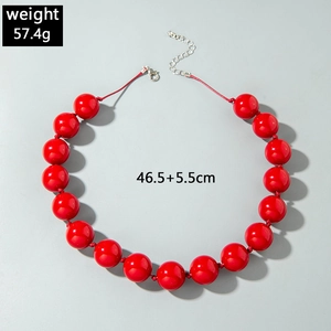 Detail of red beaded necklace with lobster clasp, weight 57.4g and 46.5cm length