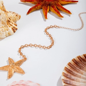 Golden starfish waist chain necklace for women beach vacation summer ocean accessory