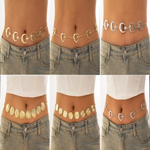 Various styles of ocean-inspired starfish and heart metal waist chains in gold and silver