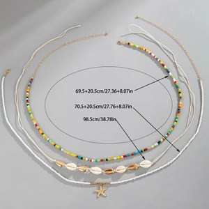 Bohemian waist chain set with shell beads and starfish pendant for beach fashion