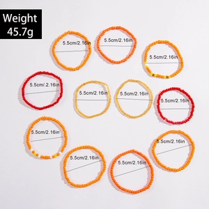 Detail view of 11-piece seed bead bracelets with 5.5cm diameter and 45.7g total weight