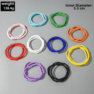 Detail of colorful multi-layer beaded bracelets with 5.5cm diameter and 138.4g weight