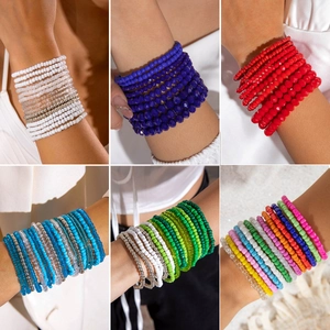 Bohemian Layered Beaded Bracelets Stackable Glass Seed Bead Elastic Handmade Summer Beach Jewelry For Women