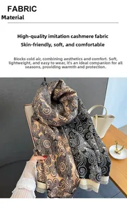 Detail of imitation cashmere scarf featuring vintage paisley pattern and soft fringes