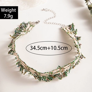 Bohemian style lace woven choker necklace with colorful fringe and silver lobster clasp