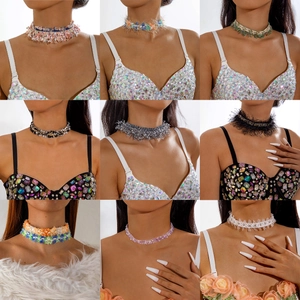 Handmade Bohemian Lace Woven Choker Necklace For Women Vintage Maillard Style Fabric Tassel Flower Bead Clavicle Chain Jewelry
