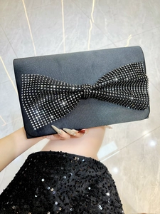 Pochette De Soirée De Luxe Avec Nœud En Strass Sac À Bandoulière En Satin Pour Femmes Accessoire De Fête Élégant