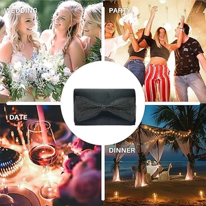 Pochette de soirée noire avec nœud en strass pour mariages et soirées chics