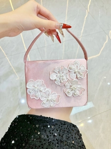 Sac De Soirée En Satin Avec Fleurs En Dentelle Et Künstliche Perles Pour Femme Petit Sac À Main De Mariage Avec Chaîne Amovible