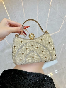 Sac De Soirée Künstliche Perles Artificielles Et Strass Poignée En Métal Allié Sac À Main Élégant Sac Bandoulière Mariage Fête Banquet
