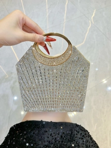 Rhinestone Abendtasche Luxus Glitzernde Clutch Mit Rundem Metallgriff Abnehmbarer Kette Für Hochzeit Party Bankett Frauen