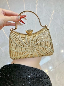 Sac de Soirée de Luxe en Strass Or Argent Noir Pochette Avec Poignée en Métal Chaîne pour Mariage Fête Femme
