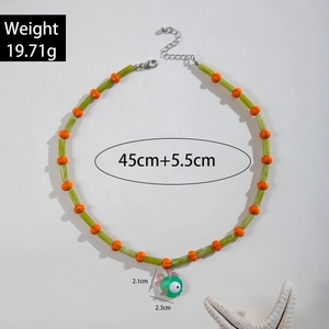 Beaded avocado necklace details with measurements 45cm length and 19.71g weight specifications