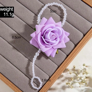Elegant 3D printed purple orchid and pearl ring bracelet for vacation and beach wear