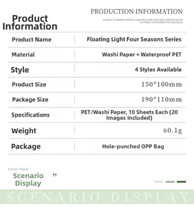 Dettagli tecnici degli adesivi stagionali in PET e carta washi per diari e scrapbooking