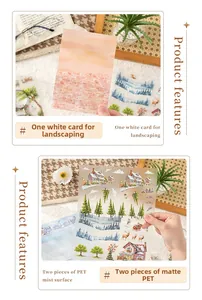 Creative stationery scenery set with matte PET stickers and a warm landscape card
