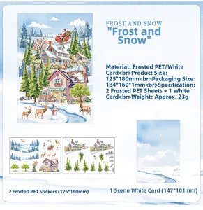 Detailed view of Frost and Snow Christmas PET sticker set for DIY scrapbooking decoration