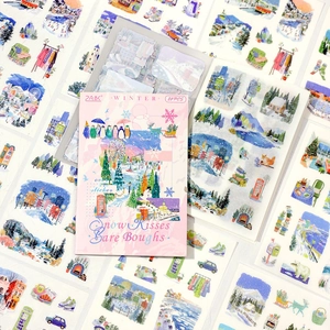 Set di adesivi invernali con oltre 270 pezzi con pinguini e illustrazioni di scene innevate
