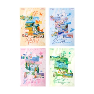 Set di 4 pacchetti di adesivi PET Quattro Stagioni con 240 motivi botanici ad acquerello