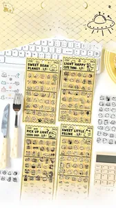 Detailed close-up of cute transparent silicone stamps for DIY scrapbooking and journals
