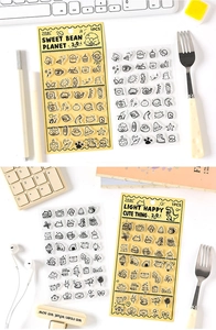 Detail of Sweet Bean Planet 2.0 transparent silicone DIY stamp with cute illustrated patterns