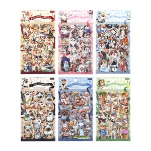 Cute pet theme decorative sticker set featuring cats and dogs with 6 diverse designs