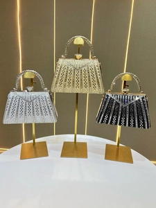 Luxe beaded evening clutches with pearls and crystals in silver, gold and black colors