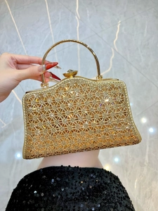 Elegante Borsa Da Sera Clutch Strass Borsa A Mano Metallo Traforato Con Tracolla A Catena Chiusura Gioiello Per Matrimonio Festa