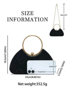 Guide des tailles du sac à main matelassé cœur avec poignée anneau et chaîne dorée