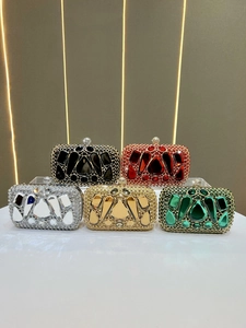 Luxury rhinestone evening clutch bags in multiple colors with elegant crystal embellishments
