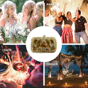 Luxury gold evening clutch with amber gemstones for wedding, party, date, and dinner scenes