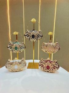 Luxury rhinestone evening clutch bags in five colors with metal ring handles for women