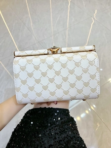 Lussuosa Pochette da Sera da Donna Motivo a Cuore a Scatola Chiusura con Strass Borsa in Pelle PU Catena Matrimonio Festa