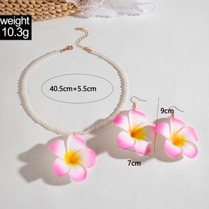 Parure de bijoux en perles avec pendentif orchidée dégradé et boucles d'oreilles